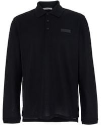 Givenchy - Polo Shirt With Logn Sleeves And Chest Logo Patch - Lyst
