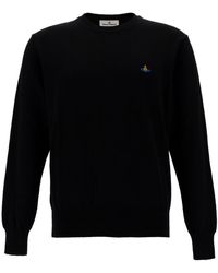 Vivienne Westwood - Crewneck Sweater With Orb Embroidery - Lyst
