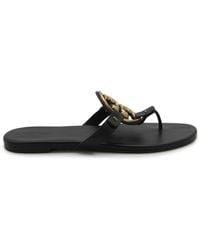 Tory Burch - Black Leather Miller Flats - Lyst