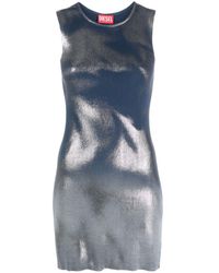 DIESEL - M-idony Short Knit Dress With Metallic Effects - Lyst