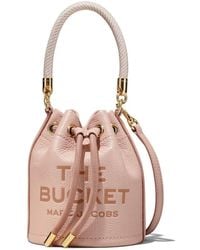 Marc Jacobs - 'the Leather Bucket' Mini Handbag With Drawstring And Front Logo In Hammered Leather Woman - Lyst