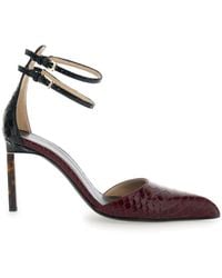 Tom Ford - Bordeaux Pumps With High Stiletto Heel And Ankle Strap Closure - Lyst
