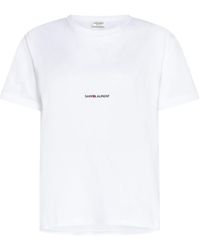 Saint Laurent - Logo Crewneck T-shirt - Lyst