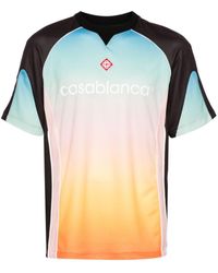 Casablanca - Multicolored Gradient Football Mesh T-shirt With Printed Front Logo - Lyst