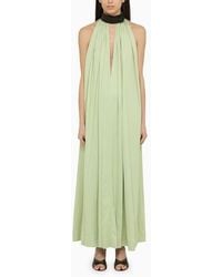 Ferragamo - Long Dress With Contrasting Collar - Lyst