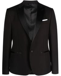 Daniele Alessandrini - Single-breasted Viscose Blend Blazer With Glossy Lapels - Lyst