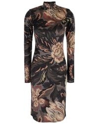 Etro - Velvet Jacquard Midi Dress - Lyst