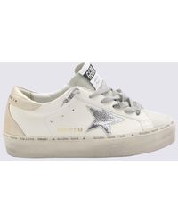Golden Goose - White And Silver Leather Hi Star Glitter Sneakers - Lyst