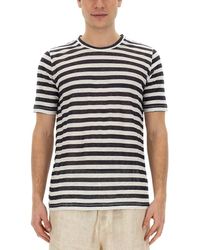 120% Lino - Striped T-shirt - Lyst