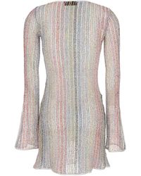 Missoni - Multicolor Mini Dress With Cut-out On The Front And Flared Sleeves In Viscose Blend Woman - Lyst