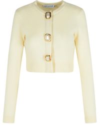 Self-Portrait - Self Portrait Cream Wool Knit Cardigan - Lyst