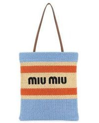 Miu Miu - Striped Crochet Tote Bag - Lyst