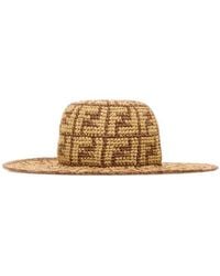 Fendi - Hand-Woven Viscose And Cotton Hat With All-Over Ff Motif Accessories - Lyst