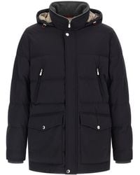 Brunello Cucinelli - Knit Insert Down Jacket Puffer Jackets - Lyst
