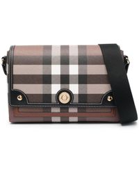 Burberry - Note Check-print Coated Cotton Shoulder Bag - Lyst