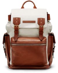 Brunello Cucinelli - Leather And Canvas City Backpack - Lyst