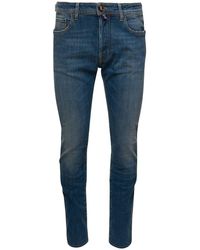 Jacob Cohen - Blue Five-pocket Jeans With Branded Bandanna In Stretch Cotton Denim Man - Lyst