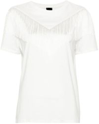 Pinko - Under World Cotton T-Shirt With Fringes - Lyst