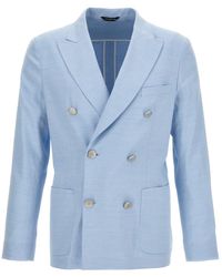 Tonello - Double Breast Linen Blazer Jacket - Lyst