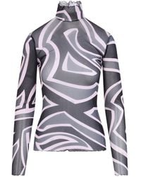 PUCCI - Semi Sheer Printed Long-sleeved High-neck Top Clothing - Lyst