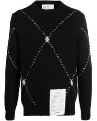 Ballantyne - Cashmere Crew Neck Pullover W/embroidered Diamonds Clothing - Lyst