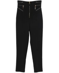 Elisabetta Franchi - Crepe Trousers With Zip Details - Lyst