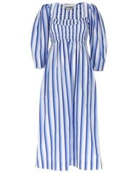 Ganni - Stripe Smock Stitch Dress - Lyst