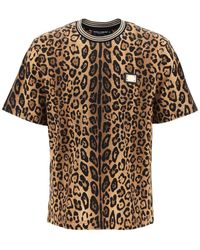 Dolce & Gabbana - Leopard Print T-Shirt With - Lyst