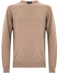 Daniele Fiesoli - Beige Merino Wool And Cashmere Crewneck Sweater - Lyst