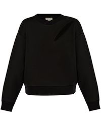 Alexander McQueen - Cotton Crewneck Sweatshirt With Cut-Out Detail - Lyst