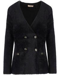 Twin Set - Black Knitted Double Breasted Jacket - Lyst