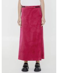 Gucci - Velvet Skirt With Belt - Lyst