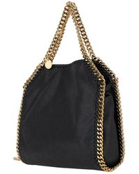 Stella McCartney - '3chain' Mini Black Tote Bag With Logo Engraved On Charm In Faux Leather Woman - Lyst