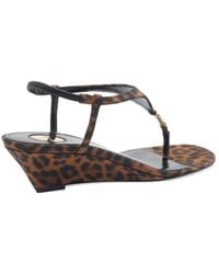 Saint Laurent - Fabric Shoes Sandles Mid Heel Leather Sole - Lyst