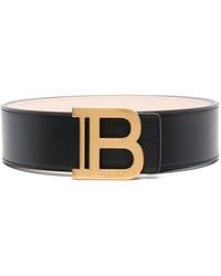 Balmain - Iconic Calfskin Leather Belt With B Logo Buckle - Lyst