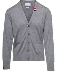 Thom Browne - Jersey Stitch Relaxed Fit V Neck Cardigan - Lyst