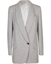 Brunello Cucinelli Grey Cashmere-cotton Blend Blazer