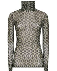 Dries Van Noten - Mesh Top With Green Mini Tie Print - Lyst