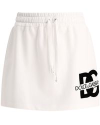 Dolce & Gabbana - Jersey Miniskirt With Dg Logo Patch - Lyst