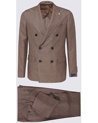 Lardini Brown Linen-wool Blend Two-piece Suit