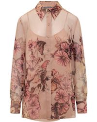 Alberta Ferretti - Silk Shirt With Floral Print - Lyst