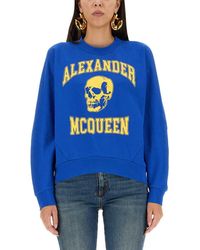 Alexander McQueen - Varsity Skull Logo Sweatshirt In Ultramarine - Lyst