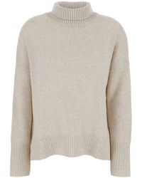 Lisa Yang - 'heidi' White Turtleneck Knit Sweater In Cashmere Woman - Lyst