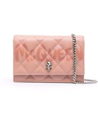 Alexander McQueen Skull Quilted Shiny Leather Crossbody Bag - Pink