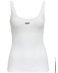 Off-White c/o Virgil Abloh Ribbed Cotton Tank Top With Logo - White