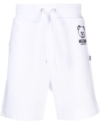 Moschino - Stretch Cotton Bermuda Shorts With Teddy Bear Motif - Lyst