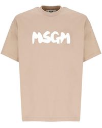 MSGM - T-shirts And Polos Beige - Lyst