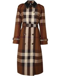 Burberry Check Trench - Brown