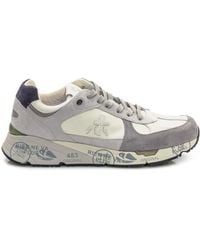 Premiata - White And Gray Leather And Suede Sneakers - Lyst