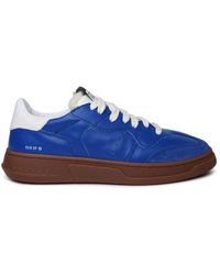 RUN OF - Blue Leather Sneakers - Lyst